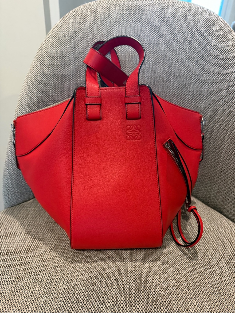 Loewe Red Hammock Small Leather Tote